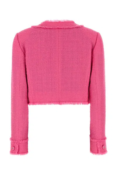 Dolce & Gabbana Fuchsia Short Raschel Tweed Jacket In Pink