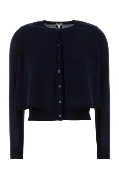 Loewe Midnight Wool Cropped Layered Cardigan
