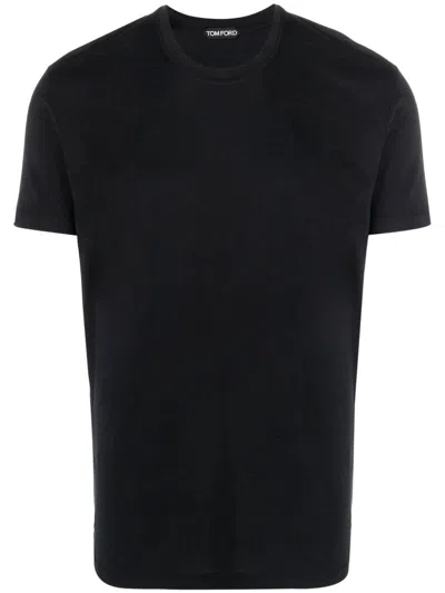 Tom Ford Black Stretch Cotton V-neck T-shirt