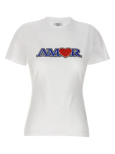 Vetements Love Crew Neck Embroidered Graphic Print T-shirt In White