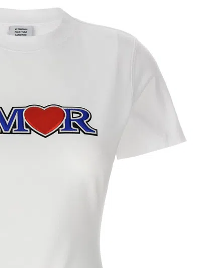 Vetements Love Crew Neck Embroidered Graphic Print T-shirt In White