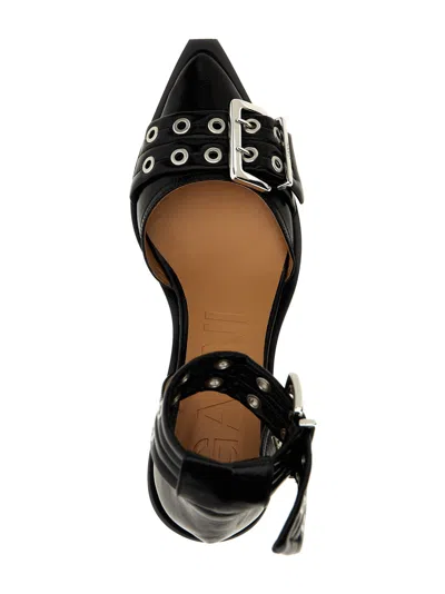 Ganni Chunky Buckle Open Cut Pumps In Black