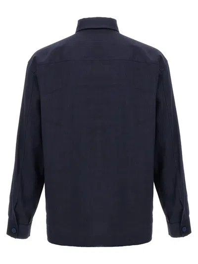 Hugo Boss Relaxed-fit Shirt In An Italian-made Linen Blend In Blue