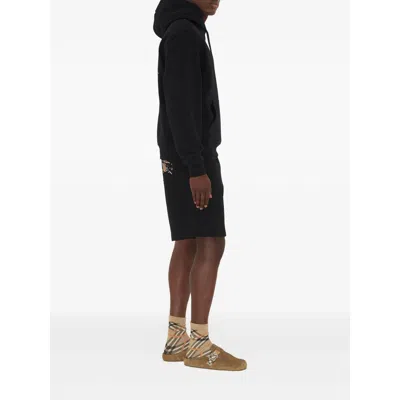 Burberry Men Black Sweatshirt With Ekd Embroidery On The Front And Logo Print On The Rear In Cotton