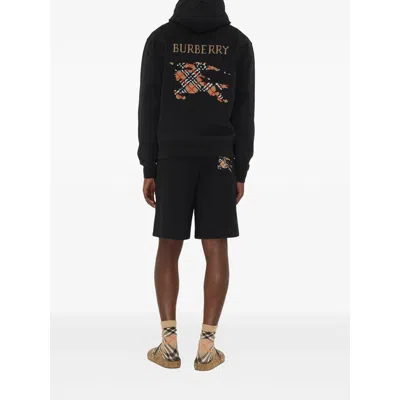 Burberry Men Black Sweatshirt With Ekd Embroidery On The Front And Logo Print On The Rear In Cotton