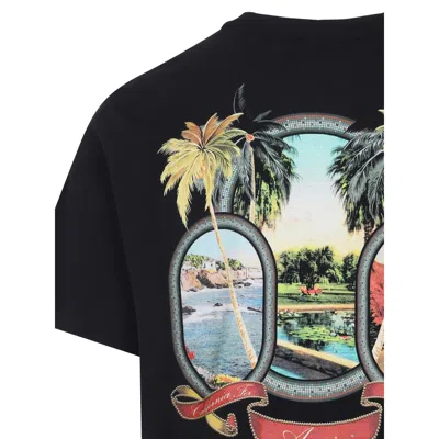 Amiri Black T-shirt With Logo Print And Graphic Design In Black