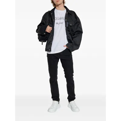 Dsquared2 Loose Fit White Cotton Jersey T-shirt With Vintage-effect Logo In White