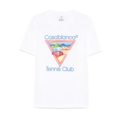 Casablanca Cotton Crew Neck T-shirt With Graphic Print In White
