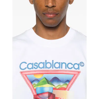 Casablanca Cotton Crew Neck T-shirt With Graphic Print In White