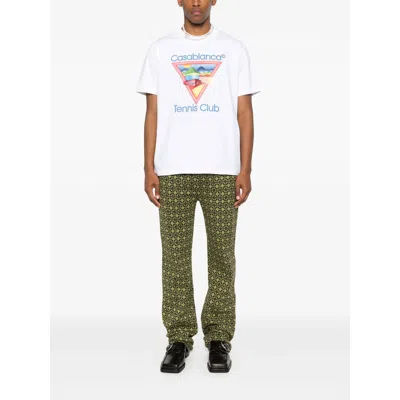 Casablanca Cotton Crew Neck T-shirt With Graphic Print In White