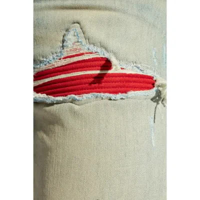 Amiri Mx1 Slim Fit Jeans With Distressed Red Accents
