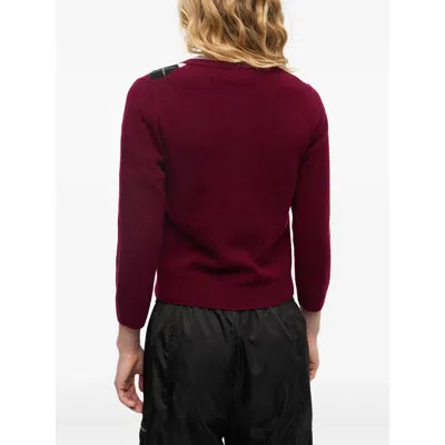 Ganni Womens Tawny Port Rhombus-print Round-neck Wool And Cashmere Cardigan Xl