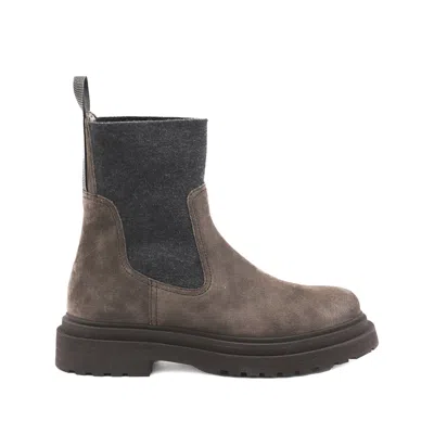 Brunello Cucinelli Chunky Sole Ankle Boots With Elastic Panels