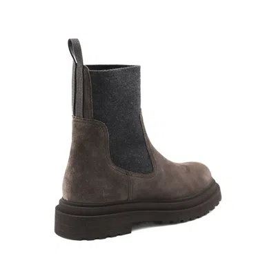 Brunello Cucinelli Chunky Sole Ankle Boots With Elastic Panels
