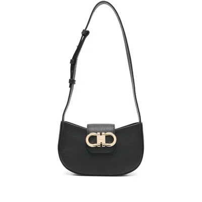 Ferragamo Gabry Black Calf Leather Shoulder Bag