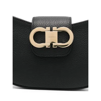 Ferragamo Gabry Black Calf Leather Shoulder Bag