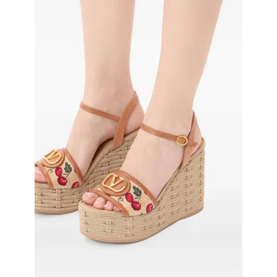 Valentino Natural Logo Wedges
