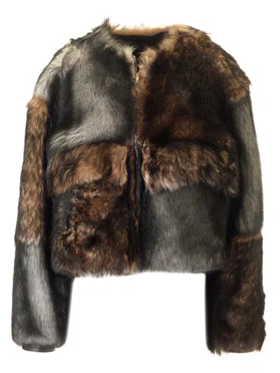 Durazzi Milano Crewneck Fur Coat Jackets Multicolor