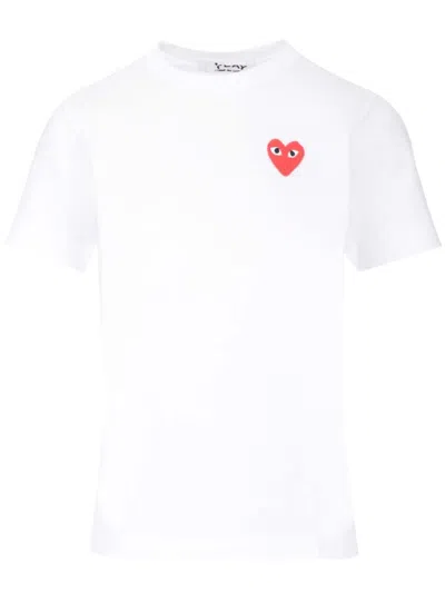 Comme Des Garçons Play T-shirt Bianca Con Cuore Rosso In White