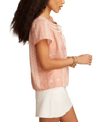 Lucky Brand Women's Short Sleeve Peasant Blouse