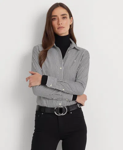 Ralph Lauren Petite Non-iron Straight-fit Shirt In Gray