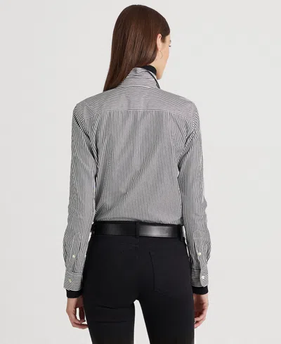 Ralph Lauren Petite Non-iron Straight-fit Shirt In Gray