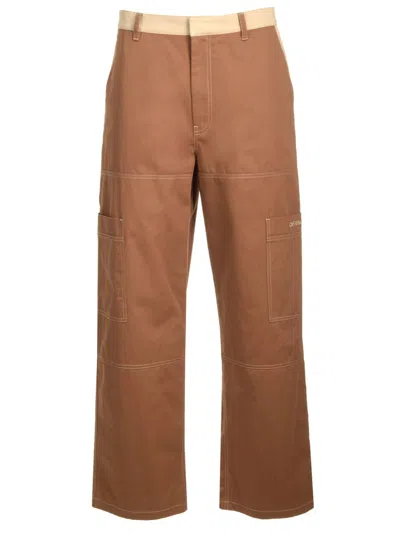 Off-white Cotton Cargo Pants Trousers Brown