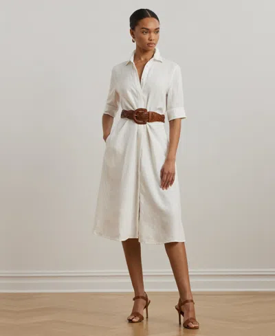 Ralph Lauren Petite 100% Linen Tie-front Shirtdress