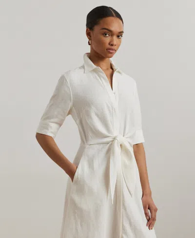 Ralph Lauren Petite 100% Linen Tie-front Shirtdress
