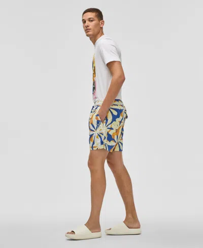 Mode Of One Men's Floral Tones Regular-fit Printed Swim Trunks, Exclusively At Macy's In Multi