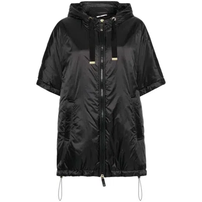 Max Mara The Cube Black Greenci Hooded Padded Cape In Blue