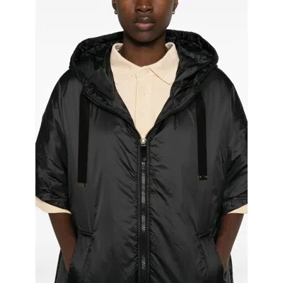 Max Mara The Cube Black Greenci Hooded Padded Cape In Blue