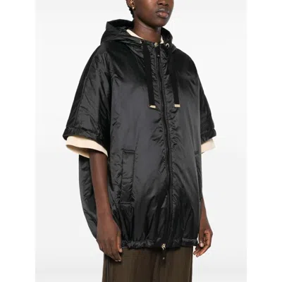 Max Mara The Cube Black Greenci Hooded Padded Cape In Blue