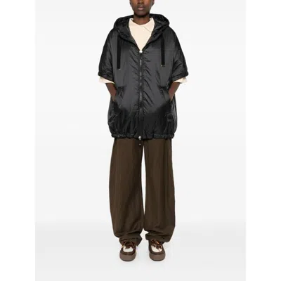 Max Mara The Cube Black Greenci Hooded Padded Cape In Blue
