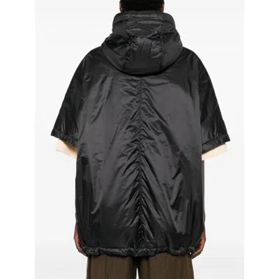 Max Mara The Cube Black Greenci Hooded Padded Cape In Blue