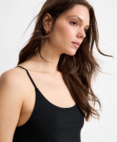 Macy's Women's Solid Shelf-bra Chemise, Exclusively At  In Black