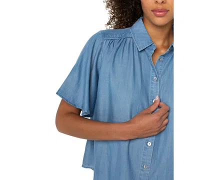 Liverpool Los Angeles Button Front Shirt In Blue