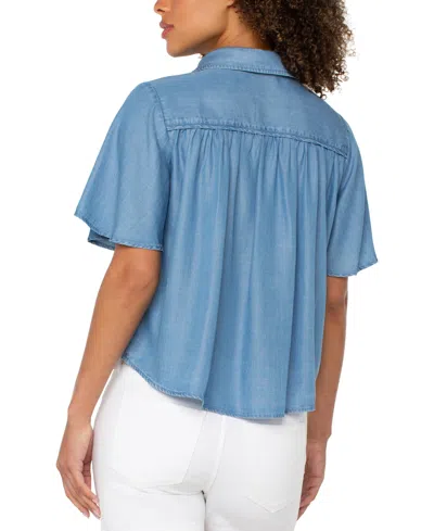 Liverpool Los Angeles Button Front Shirt In Blue