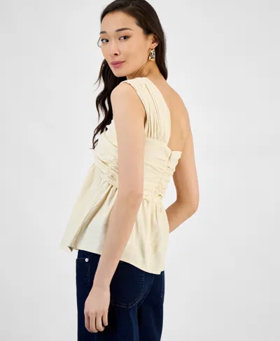 Inc International Concepts Women's Asymmetric One-shoulder Twist-front Top, Exclusively At Macy's In Neutral