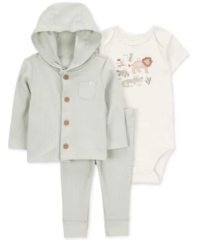 Carter's Baby Boys Little Character Set Hooded Cardigan, Lion Bodysuit & Pants, 3 Piece Set