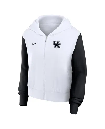 Nike White Kentucky Wildcats Cropped Beyond Capability Color-block Script Full-zip Hoodie In Multi