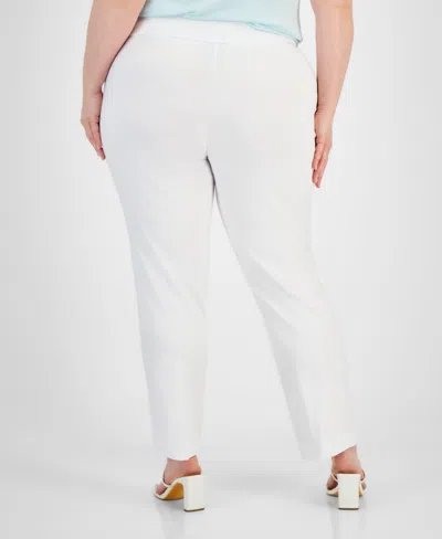 Jm Collection Plus & Petite Plus Size Tummy Control Pull-on Slim-leg Pants, Exclusively At Macy's In White