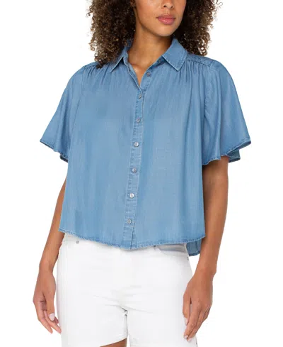 Liverpool Los Angeles Button Front Shirt In Blue