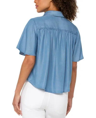 Liverpool Los Angeles Button Front Shirt In Blue