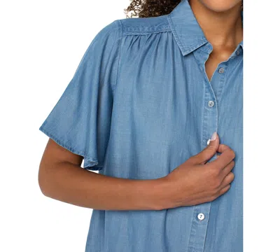 Liverpool Los Angeles Button Front Shirt In Blue