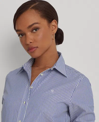 Ralph Lauren Petite Non-iron Straight-fit Shirt In Blue