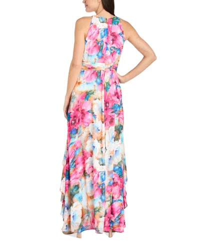 R & M Richards 3428p Floral A Line Long Formal Petite Dress In Multi
