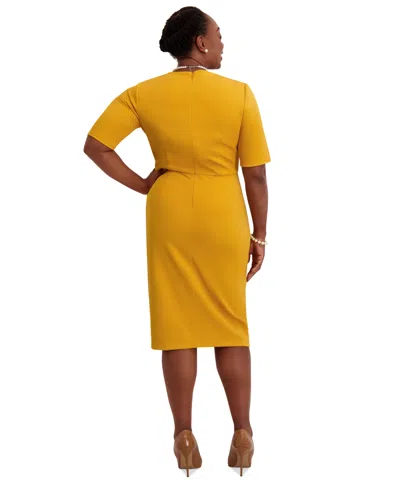 Kasper Women's Short-sleeve Side Pleated Dress, Regular & Plus Sizes In Yellow