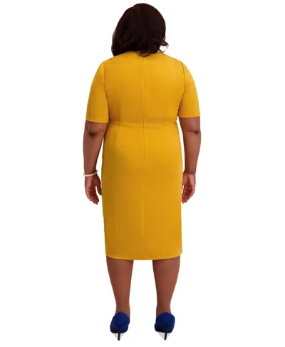 Kasper Women's Short-sleeve Side Pleated Dress, Regular & Plus Sizes In Yellow