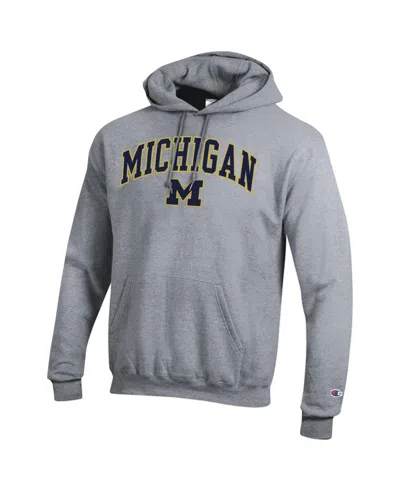 Champion Heather Gray Michigan Wolverines Arch Over Logo Pullover Hoodie